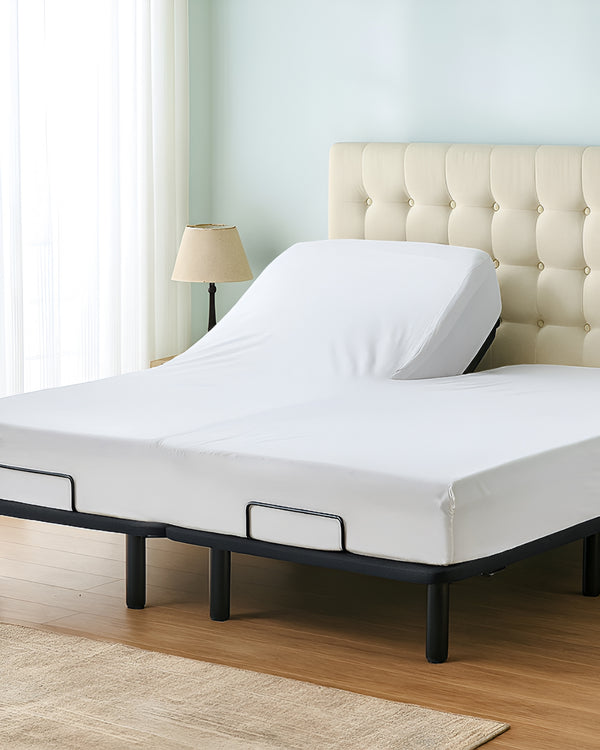 Premium 1 Piece Fitted Sheet with Top Split for Adjustable Beds - White