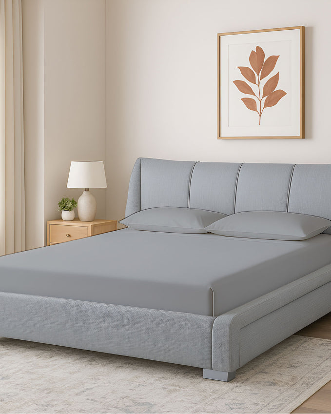 Oceanbreeze Premium Cotton 4 Piece Sheets Set for Waterbeds - Light Gray