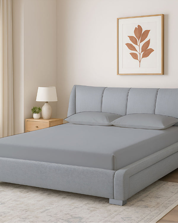 Oceanbreeze Premium Cotton 4 Piece Sheets Set for Waterbeds - Light Gray