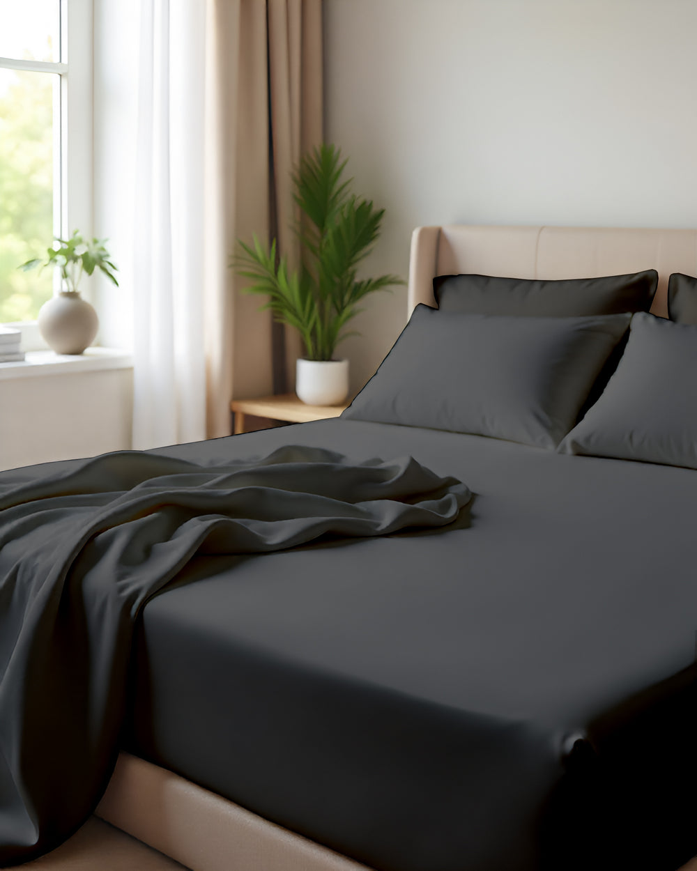 Giza Grace – Classic 1 Piece Fitted Sheet- Dark Gray