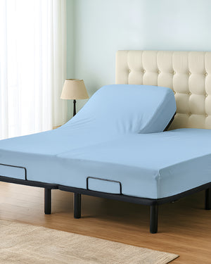 Premium 1 Piece Fitted Sheet with Top Split for Adjustable Beds - Light Blue