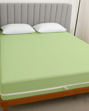 PureGuard ZipFit –  1 Piece Zipper Closure Fitted Sheet - Sage