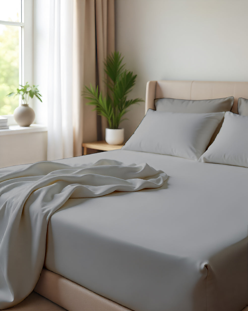 Giza Grace – Classic 1 Piece Fitted Sheet- Light Gray