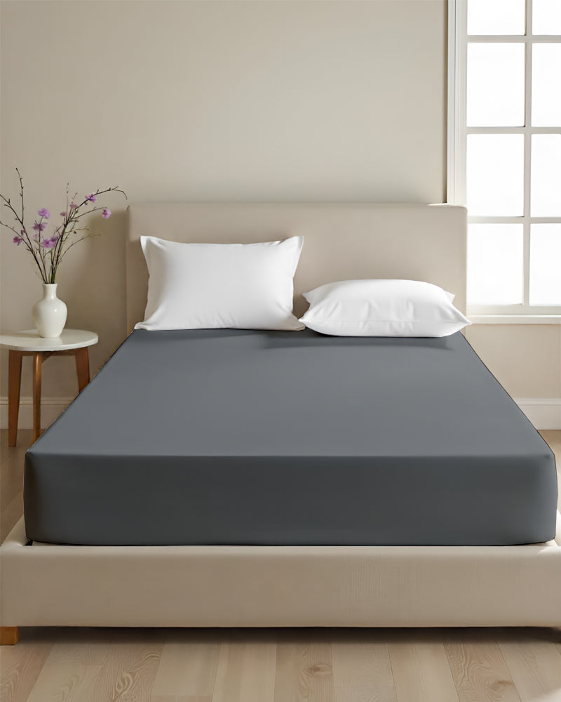Cloud Soft Classic –  Single Fitted Sheet for Everyday Luxury - Dark Gray