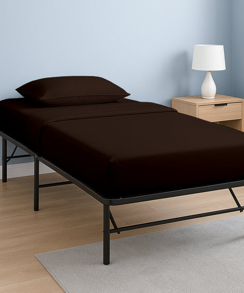 CloudLuxe – Sateen Finish Egyptian Cotton 4 Piece Cot Bedding Set - Chocolate