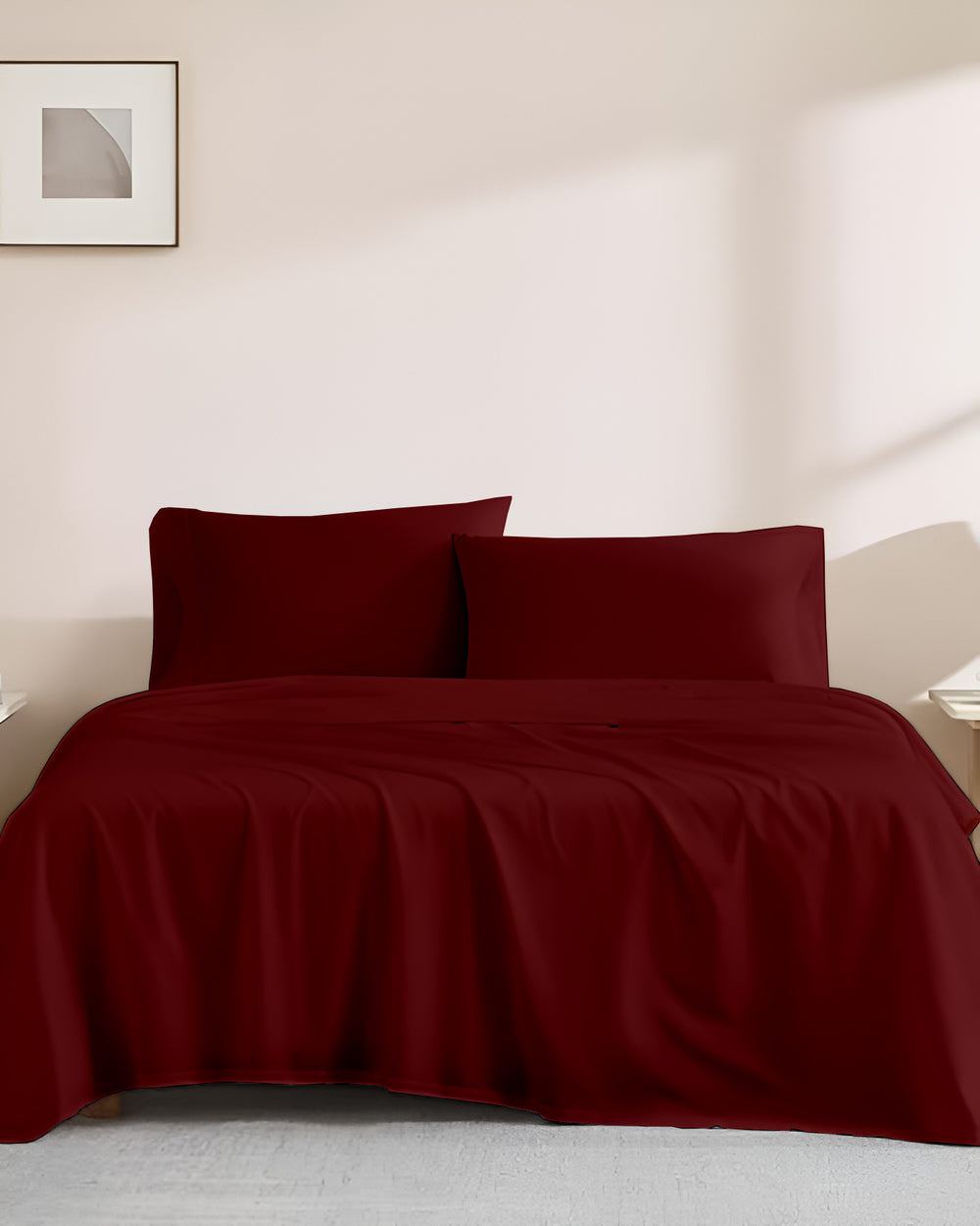 Classic Comfort Cotton Bedding 4 Piece Sheet Set- Burgundy