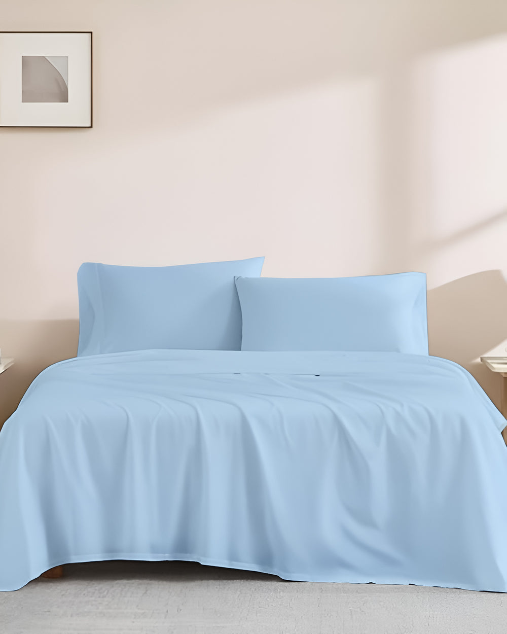 Classic Comfort Cotton Bedding 4 Piece Sheet Set- Light Blue