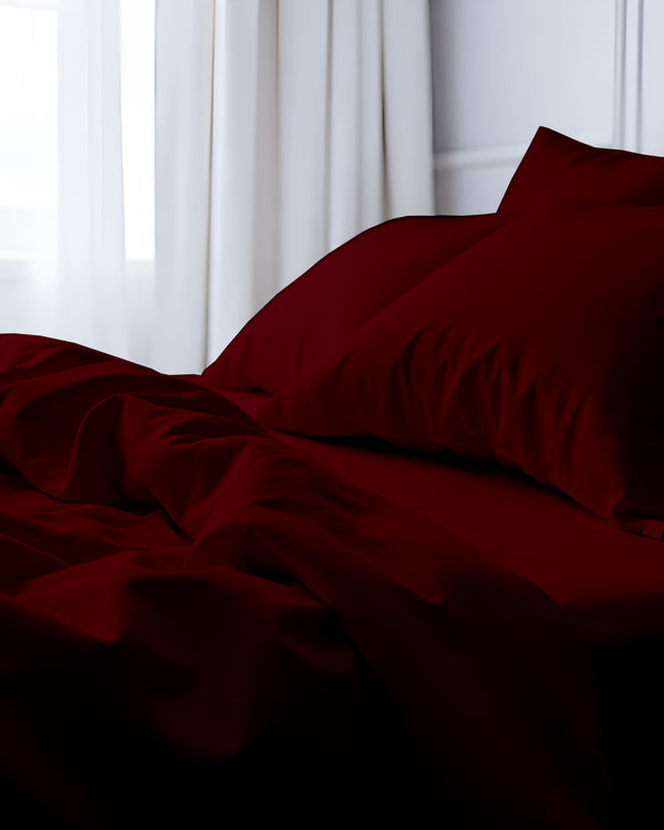 Royal Dreams, Extra Deep 4 Piece Cotton Sheet Set- Burgundy