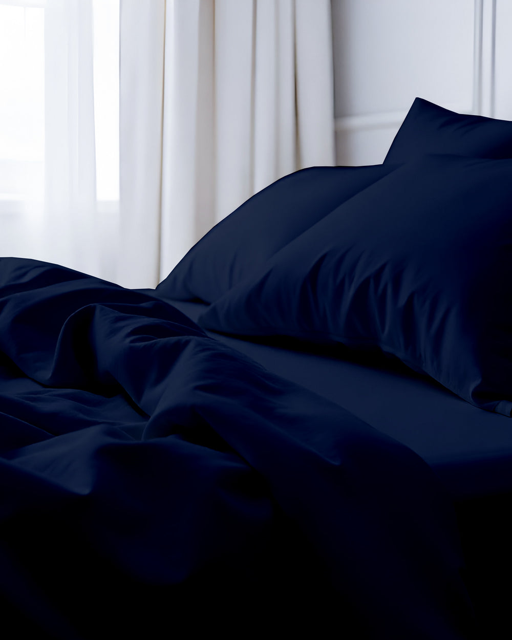 Royal Dreams, Extra Deep 4 Piece Cotton Sheet Set- Navy Blue