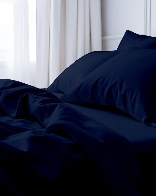 Royal Dreams, Extra Deep 4 Piece Cotton Sheet Set- Navy Blue