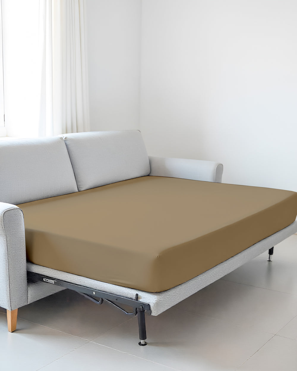 SmartSleep 1 Piece Deep Pocket Fitted Sheet for Convertible Sofa Beds - Taupe