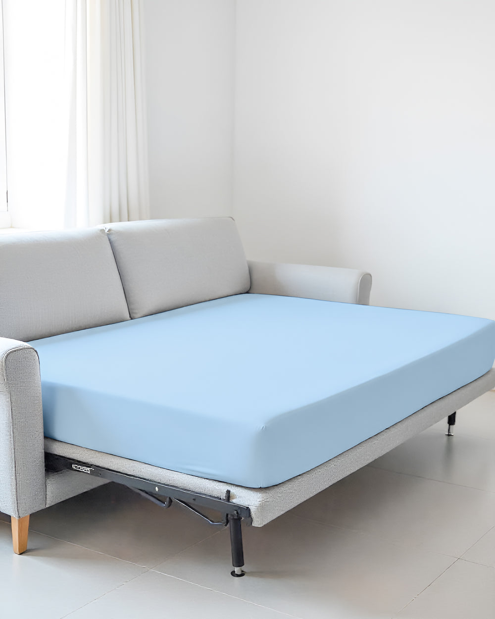 SmartSleep 1 Piece Deep Pocket Fitted Sheet for Convertible Sofa Beds - Light Blue