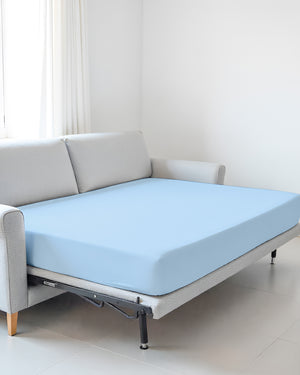 SmartSleep 1 Piece Deep Pocket Fitted Sheet for Convertible Sofa Beds - Light Blue