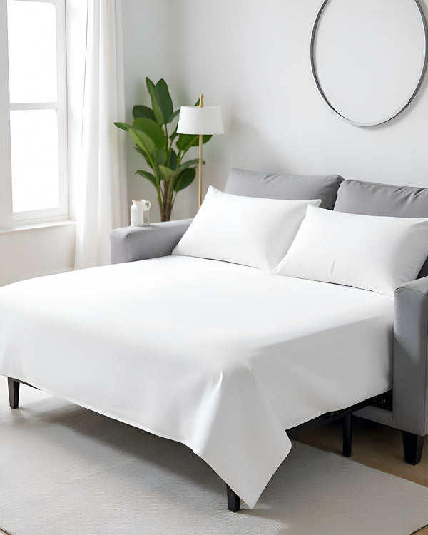 FlexFit Comfort Cotton 4-Piece Sleeper Sofa Sheet Set - White