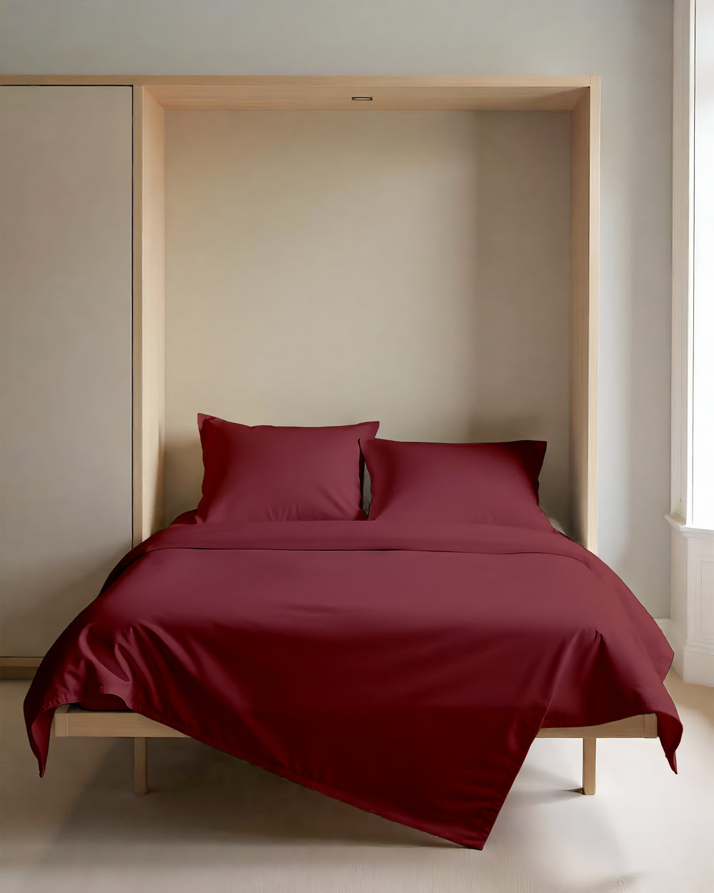 FoldEase Murphy Bed 4 Piece Sheet Set- Burgundy