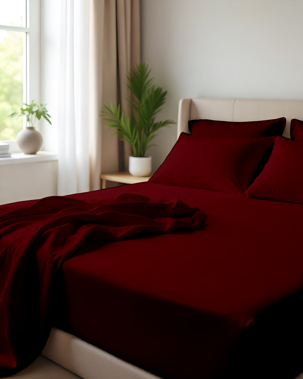Giza Grace – Classic 1 Piece Fitted Sheet- Burgundy