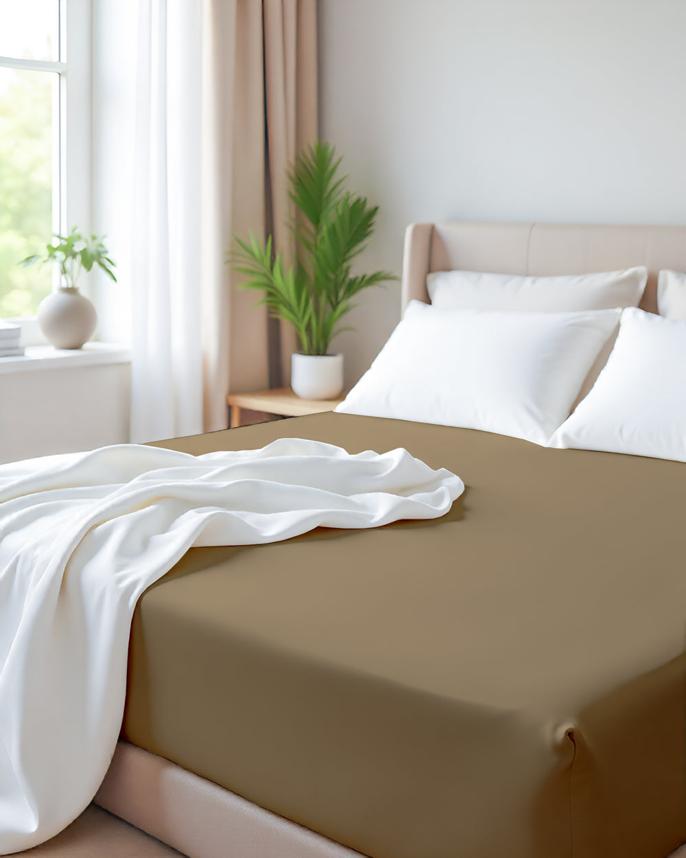 Giza Grace – Classic 1 Piece Fitted Sheet- Taupe