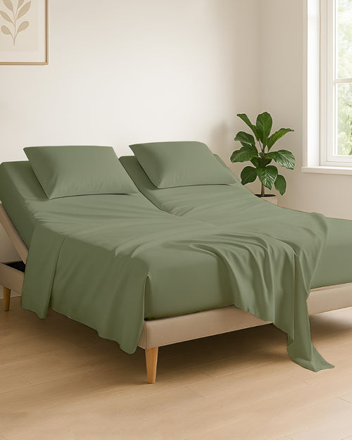 Serenity Split –  Premium Cotton 4 Piece Split Head Sheet Set- Sage