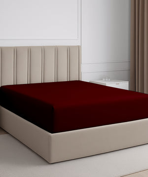 Seven Star 1 Piece Cotton Fitted Sheet- Burgundy