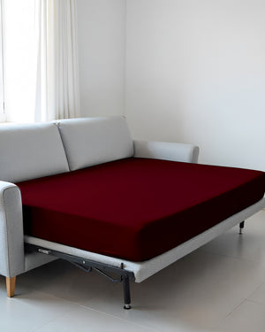 SmartSleep 1 Piece Deep Pocket Fitted Sheet for Convertible Sofa Beds - Burgundy