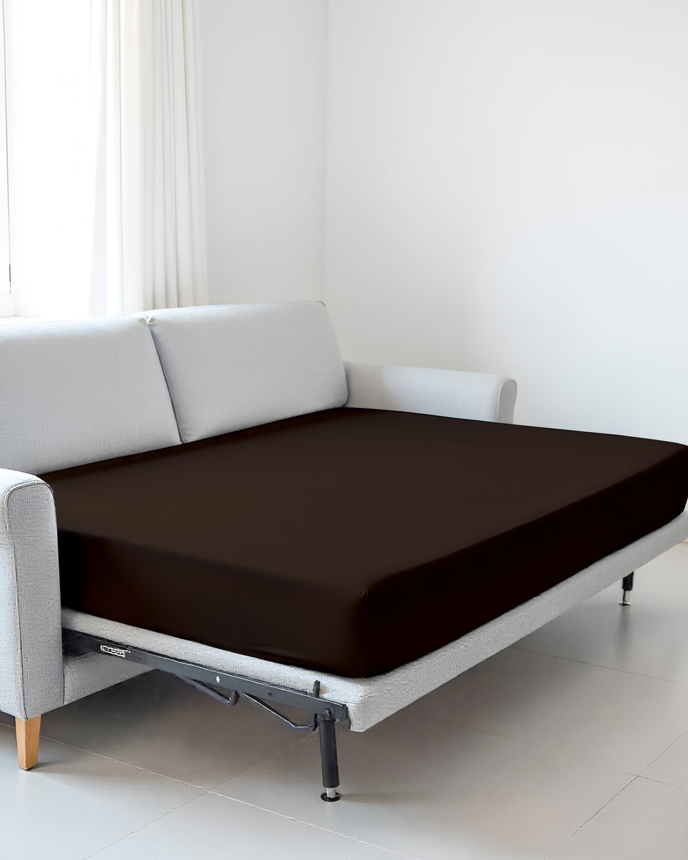 SmartSleep 1 Piece Deep Pocket Fitted Sheet for Convertible Sofa Beds - Chocolate