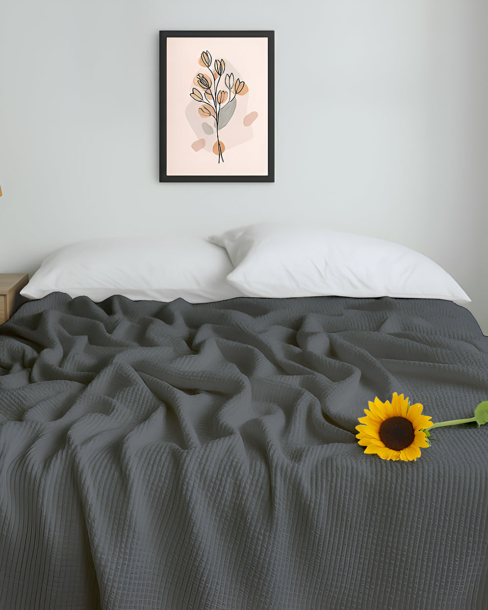 Havenweave Cotton 1 Piece Waffle Coverlet - Dark Gray-Bed Layers-Cottington Lane-Slumber Sphere
