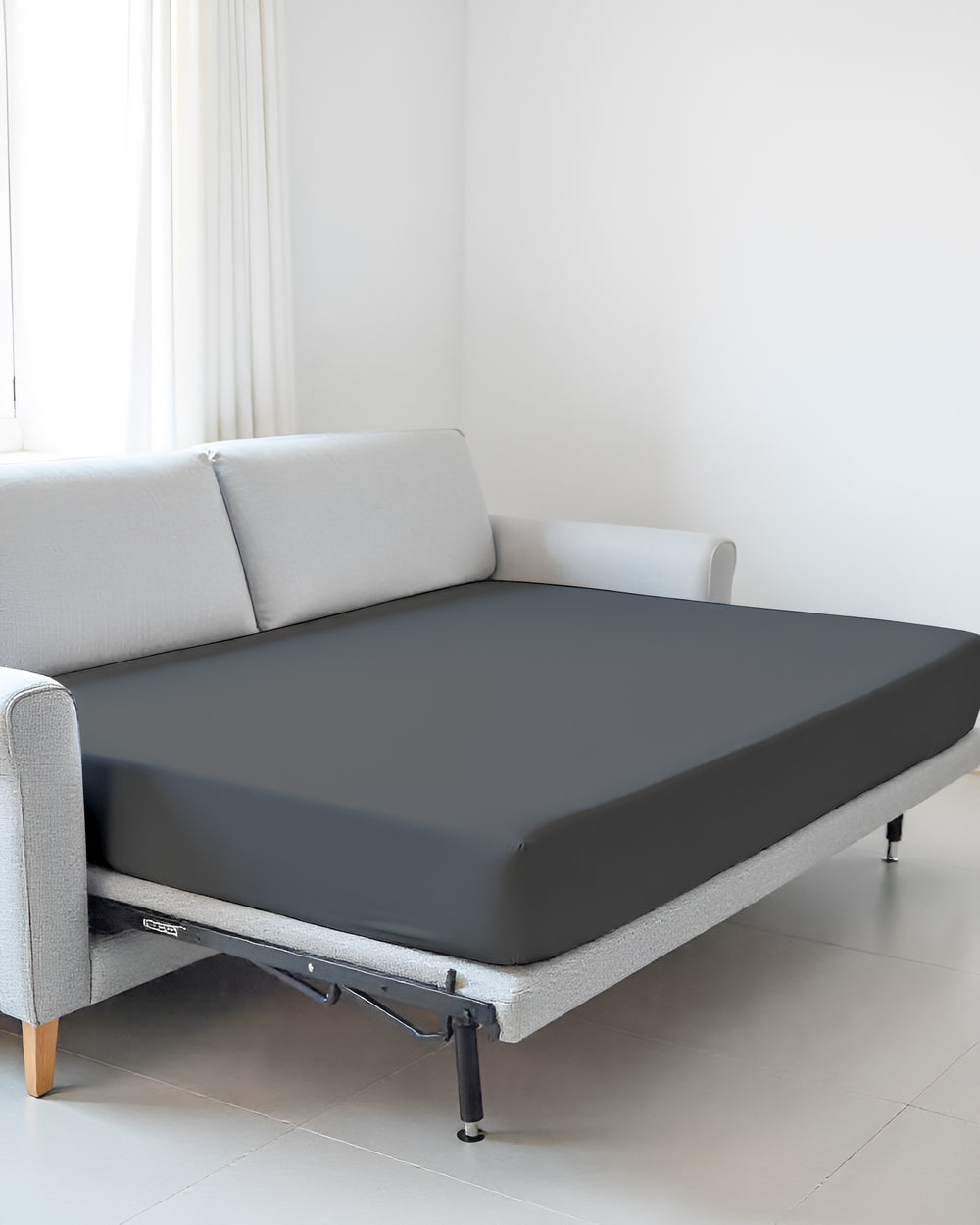 SmartSleep 1 Piece Deep Pocket Fitted Sheet for Convertible Sofa Beds - Dark Gray