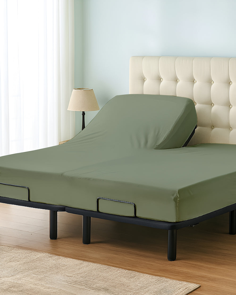 Premium 1 Piece Fitted Sheet with Top Split for Adjustable Beds - Sage