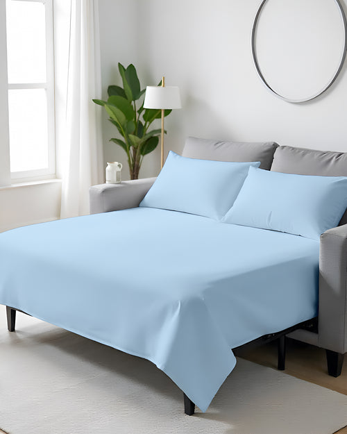 FlexFit Comfort Cotton 4-Piece Sleeper Sofa Sheet Set - Light Blue
