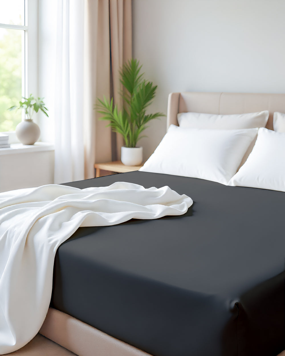 Giza Grace – Classic 1 Piece Fitted Sheet- Dark Gray