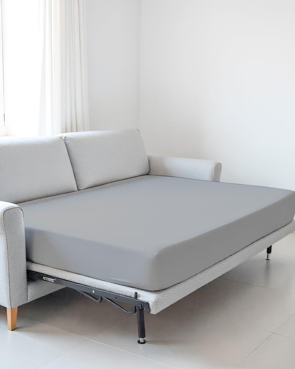SmartSleep 1 Piece Deep Pocket Fitted Sheet for Convertible Sofa Beds - Light Gray
