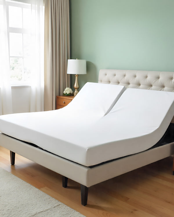 PureEase 1 Piece Top Split Microfiber Fitted Sheet- White