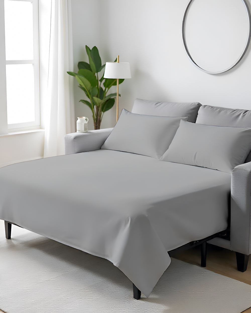 FlexFit Comfort Cotton 4-Piece Sleeper Sofa Sheet Set - Light Gray