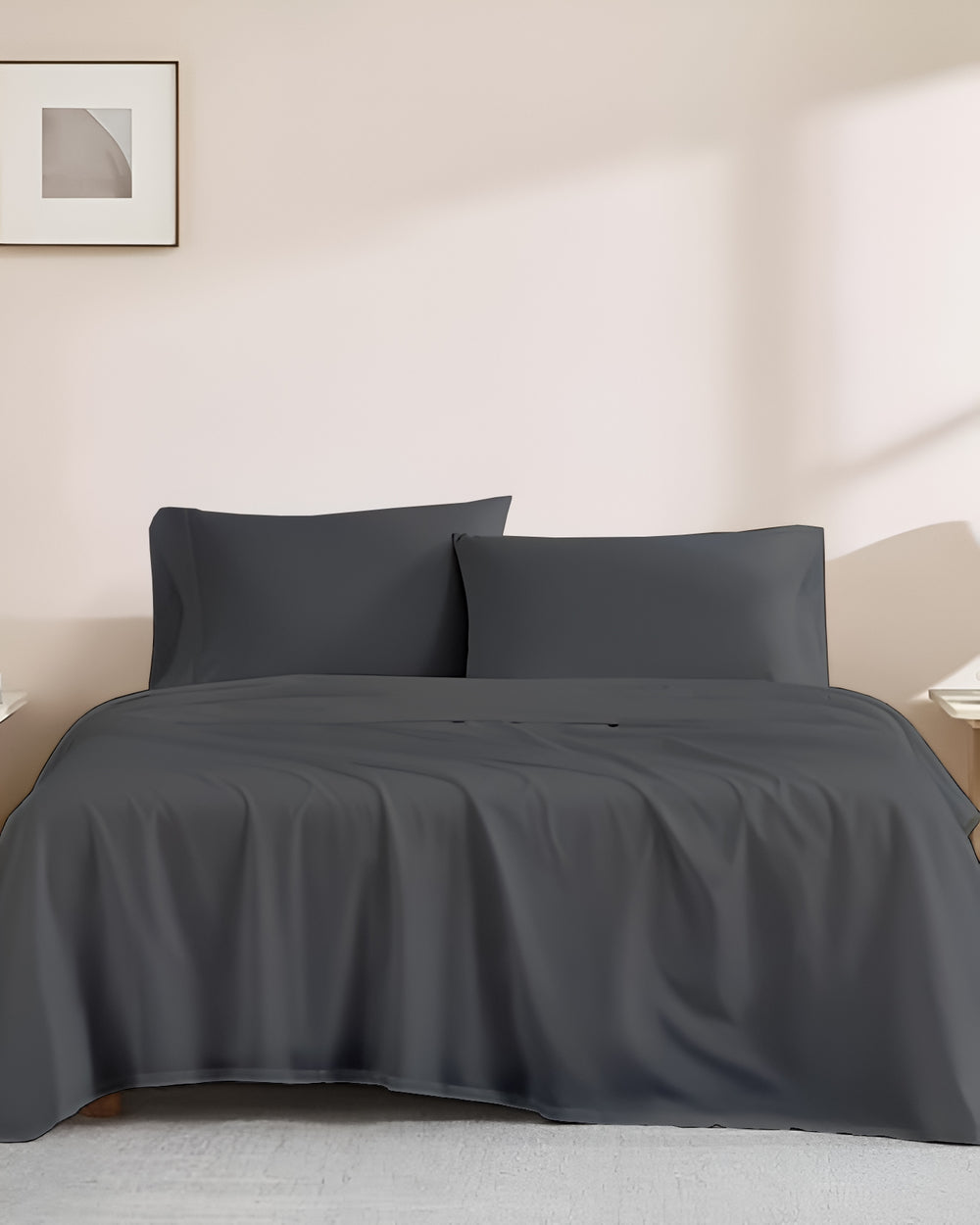 Classic Comfort Cotton Bedding 4 Piece Sheet Set- Dark Gray