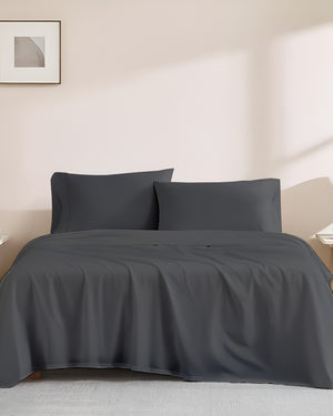 Classic Comfort Cotton Bedding 4 Piece Sheet Set- Dark Gray