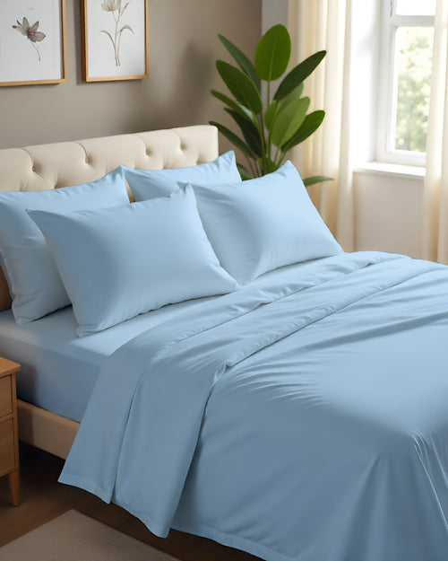 Imperial Touch Exquisite 6 Piece Cotton Sheet Set- Light Blue