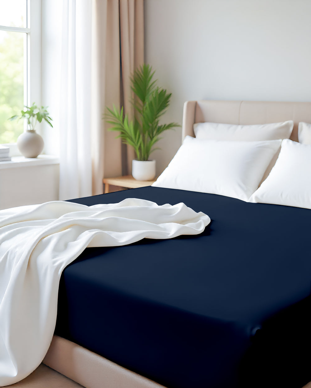 Giza Grace – Classic 1 Piece Fitted Sheet- Navy Blue