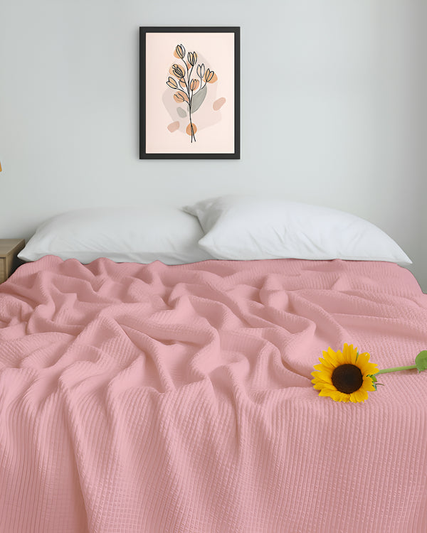 Havenweave Cotton 1 Piece Waffle Coverlet - Rose Pink-Bed Layers-Cottington Lane-Slumber Sphere