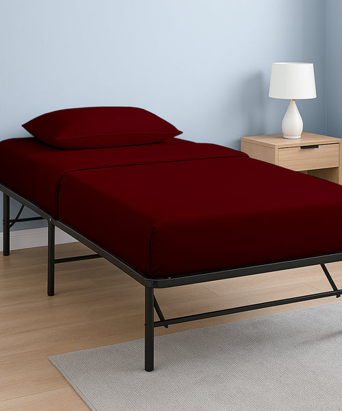 CloudLuxe – Sateen Finish Egyptian Cotton 4 Piece Cot Bedding Set - Burgundy