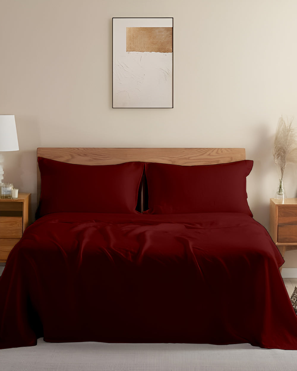 Crescendo Giza Cotton 4 Piece Sheet Set - Burgundy