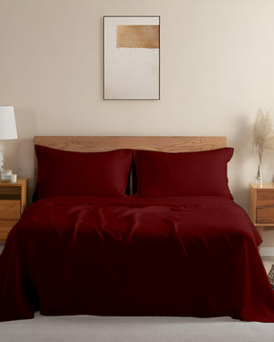 Crescendo Giza Cotton 4 Piece Sheet Set - Burgundy