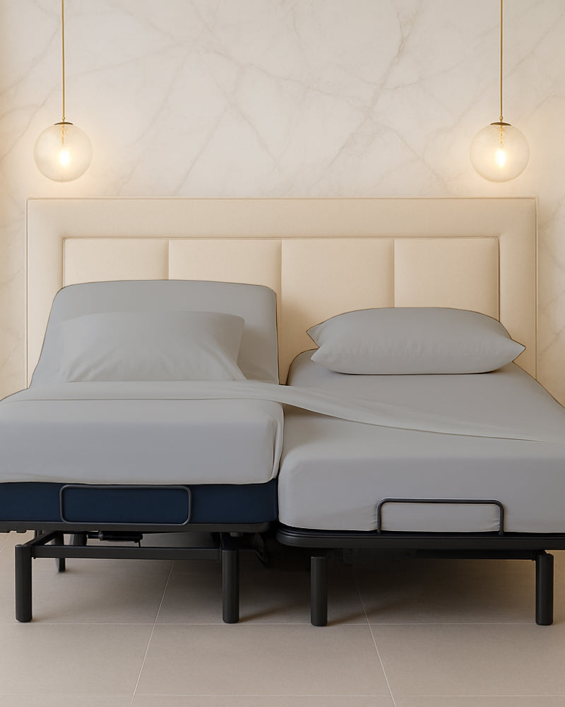 Snowy Giza Split Bed 5 Piece Sheet Set - Light Gray
