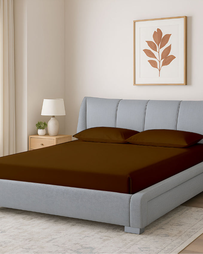 Oceanbreeze Premium Cotton 4 Piece Sheets Set for Waterbeds - Chocolate