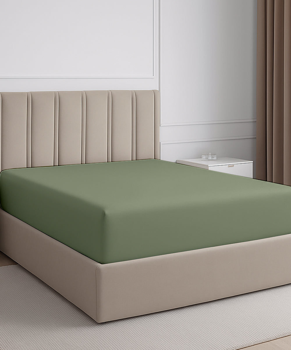 Seven Star 1 Piece Cotton Fitted Sheet- Sage
