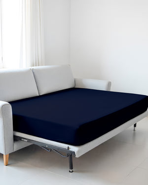 SmartSleep 1 Piece Deep Pocket Fitted Sheet for Convertible Sofa Beds - Navy Blue