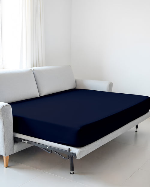 SmartSleep 1 Piece Deep Pocket Cotton Fitted Sheet for Convertible Sofa Beds - Navy Blue