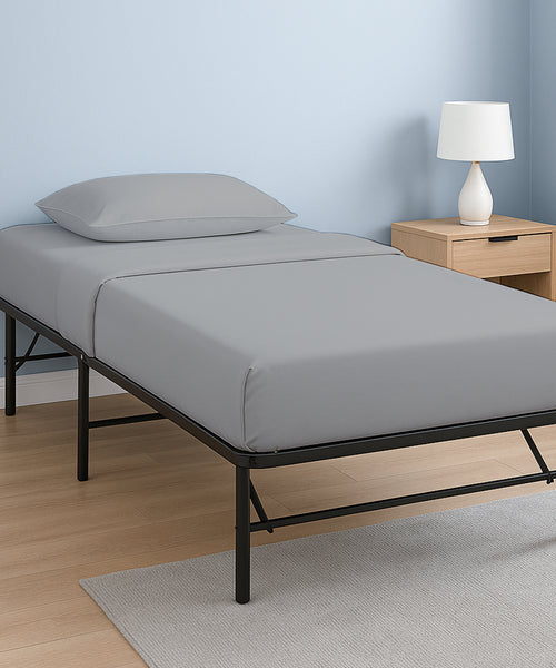 CloudLuxe – Sateen Finish Egyptian Cotton 4 Piece Cot Bedding Set - Light Gray