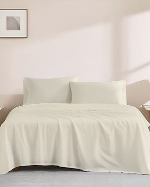 Classic Comfort Cotton Bedding 4 Piece Sheet Set- Ivory