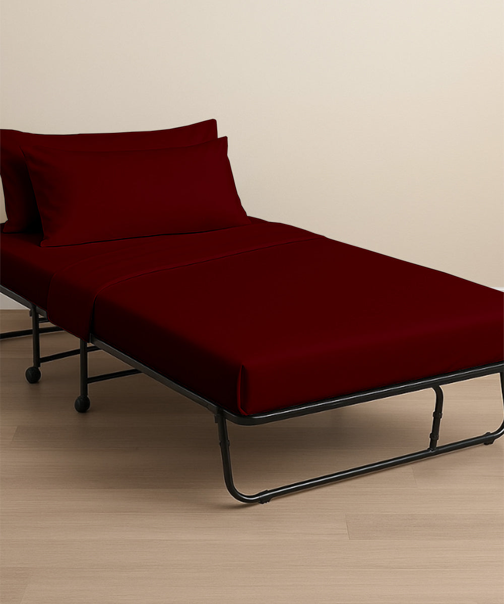 LuxeLayer Giza Cotton 4 Piece Cot Sheet Set - Burgundy