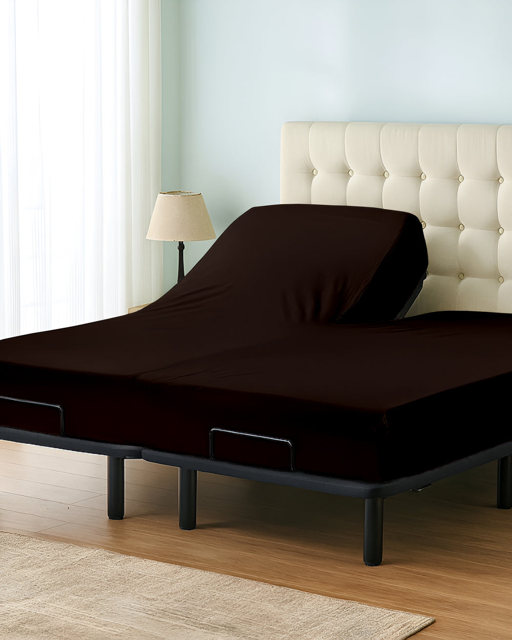 Premium 1 Piece Fitted Sheet with Top Split for Adjustable Beds - Chocolate